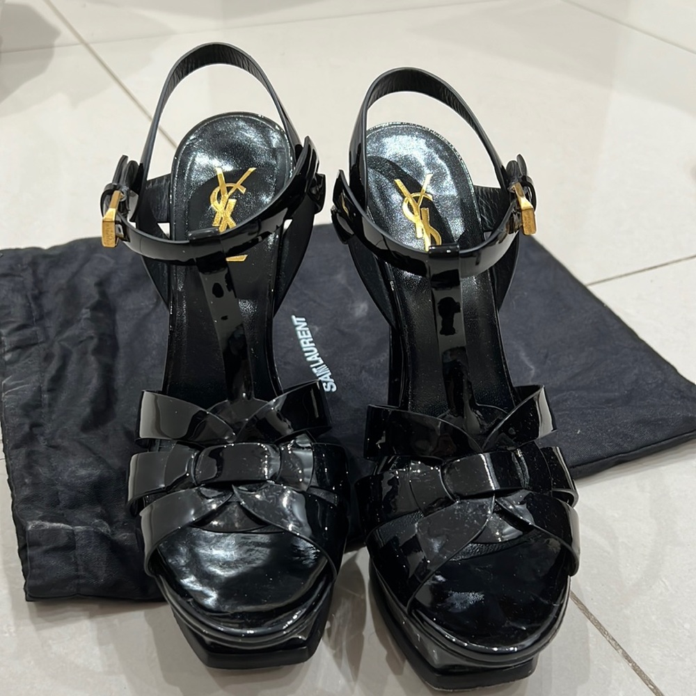 Black YSL Tribute Sandal